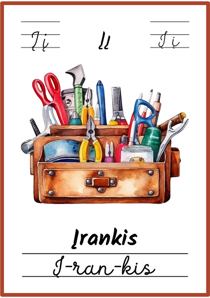 Linksmoji abėcėlė: mokomės skaityti - 32 plakatėlių rinkinys