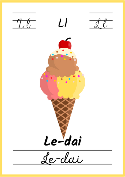 Linksmoji abėcėlė: mokomės skaityti - 32 plakatėlių rinkinys