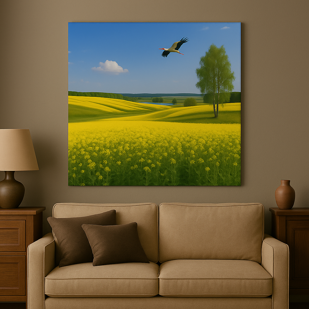 Paveikslas ant drobės - Skrydis virš rapsų
