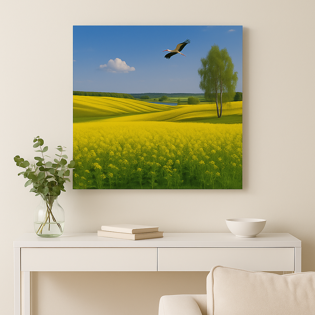 Paveikslas ant drobės - Skrydis virš rapsų