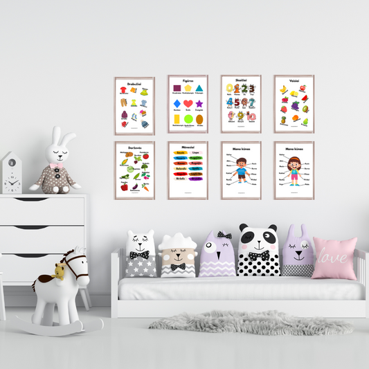 Spalvoti mokslų draugai – aštuonių plakatų rinkinys