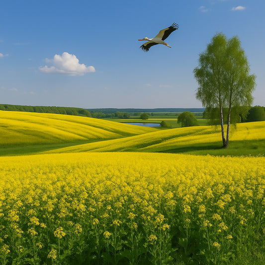 Paveikslas ant drobės - Skrydis virš rapsų